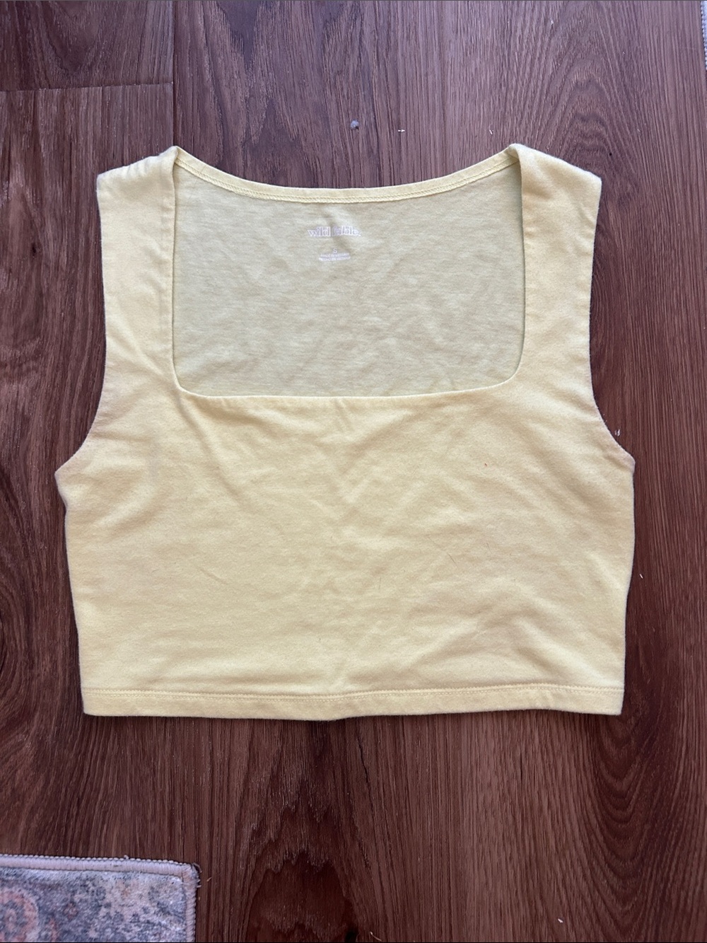 Yellow Square-Neck Crop Tank Top